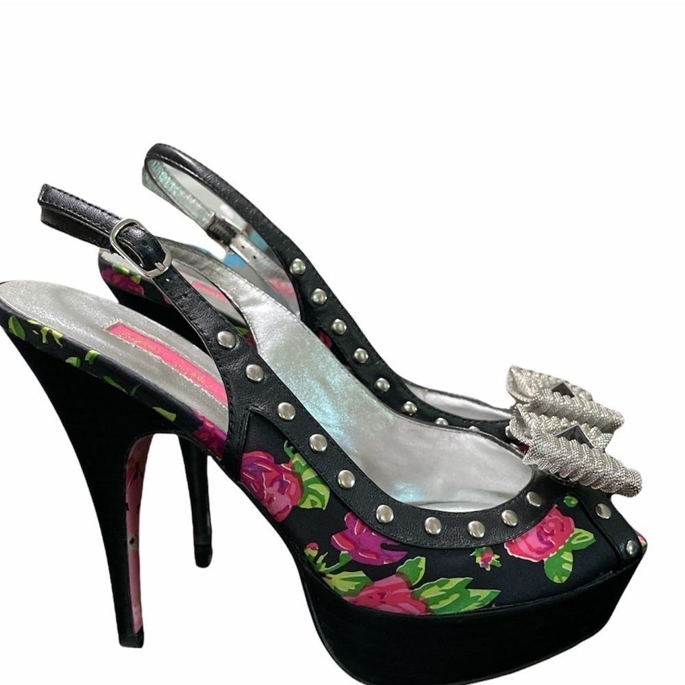 Betsey Johnson platform peep toe floral pumps 7.5 - Picture 10 of 10